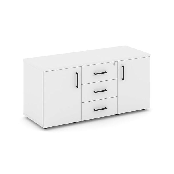 Стайл Проджект Тумба для оргтехники/сервисная SN.TS-002 Белый/Черный Ручки 1206*460*576 - Вид 1