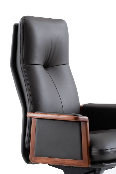 Кресло офисное Vivaldi black / черная кожа / деревянная крестовина - Вид 10