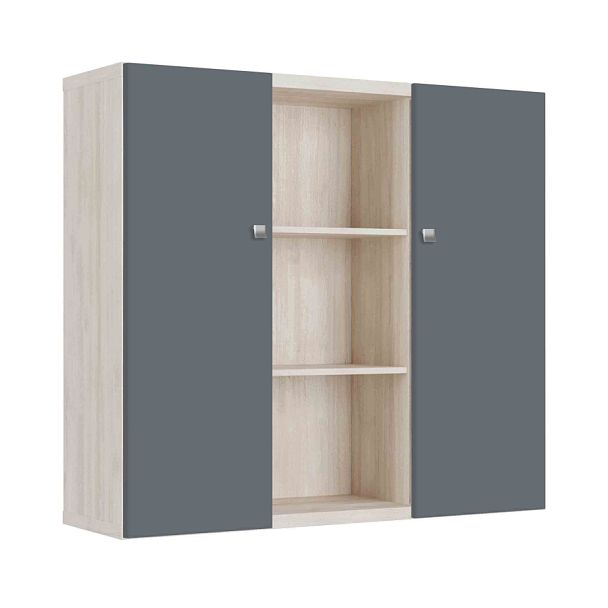 Шкаф средний с распашными дверьми Zion 140x42x129 дуб шамони светлый - Вид 1