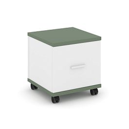 Concept Тумба мобильная 1 распаш. фасад CN.TUM-007 W Кобо/Белый Бриллиант/Металл Белый 420*420*448 - Фото предпросмотра