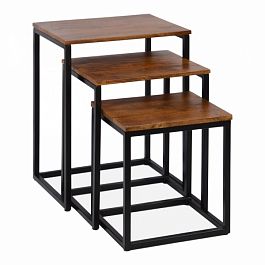 Стол Мерсер, темно-коричневая столешница, черный каркас - Фото предпросмотра