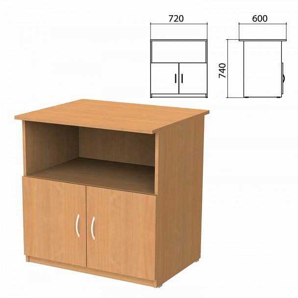 Тумба для оргтехники "Бюджет", 720х600х740 мм, 2 двери, груша ароза, 402658-336 - Вид 1