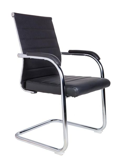 Кресло офисное / Авалон CF / хром / черная экокожа - Вид 1
