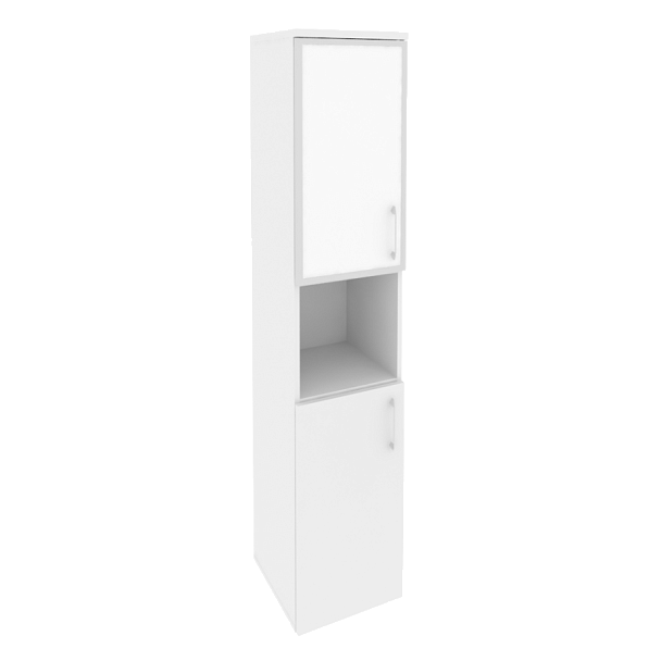 Onix Шкаф высокий узкий левый O.SU-1.4 R (L) white Белый бриллиант/Стекло white 400*420*1977 - Вид 1