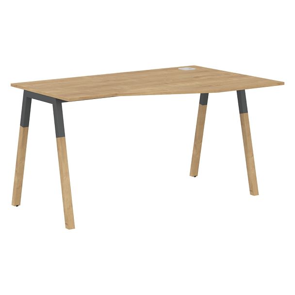 Стол FCT 1367(R) Дуб Гамильтон/Антрацит-Бук 1380х900(670)х733 FORTA - Вид 1
