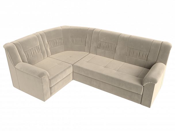 Угловой диван Карелия левый угол (полностью микровельвет бежевый) - Вид 5