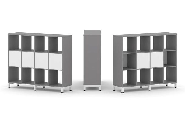 Стайл Проджект Набор стеллажа одностороннего, 3 яруса SN.NS-341 Серый Пепел/Белый/Металл Белый 1488* - Вид 1