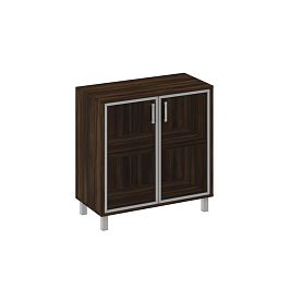 Шкаф низкий для документов две стеклянные двери Борн В 410-822 дуб ристретто - Фото предпросмотра