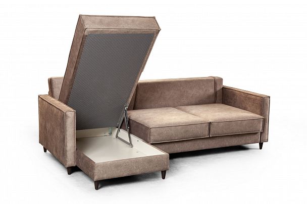 Keln диван-кровать с шезлонгом, велюр бежевый - Вид 7