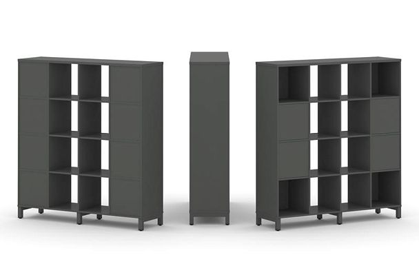 Стайл Проджект Набор стеллажа 1 сторон., 4 яр. SN.NS-441 Антрацит/Металл Антрацит 1488*400*1615 - Вид 1