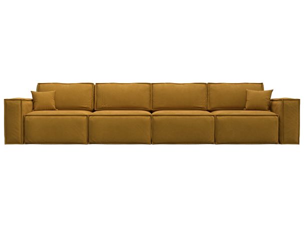 Диван прямой Лига-081 НПБ МегаЛонг Велюр желтый - Вид 2