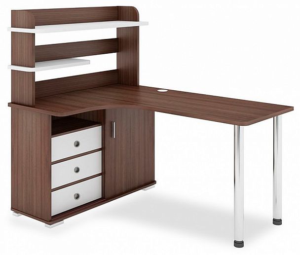 Стол компьютерный СР-165М Белый/Шамони левый - Вид 1