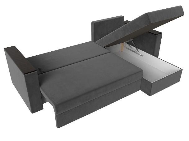 Угловой диван Атланта Лайт Б/С правый (полностью велюр серый) - Вид 7