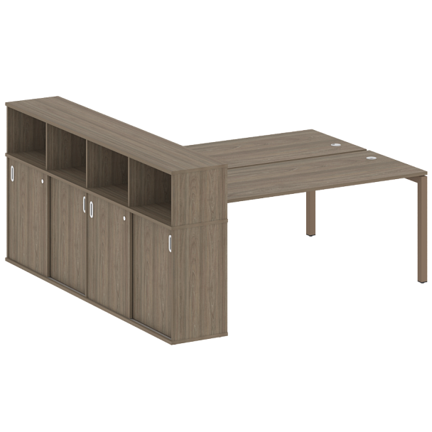 Metal System Quattro Р. ст. с шкафом-купе на П-образном м/к 50БП.РС-СШК-4.5 Т Вяз/Мокко металл 2210*2332*1098 - Вид 1