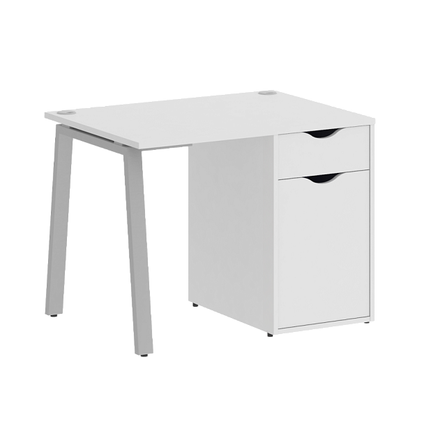 Home Office Стол письменный VR.SP-3-98.1.A Белый/Серый металл 980*720*750 - Вид 1