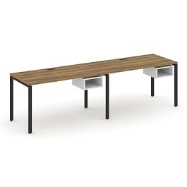 Concept Рабочая станция односторонняя с подвес. тумбами 2 места CN.ORS-103 Сандал Янтарный/Белый Бриллиант/Металл Черный 2760*720*750 - Фото предпросмотра