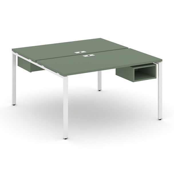 Concept Рабочая станция 2 сторонняя с подвесными тумбами на 2 места CN.DRS-103 Кобо/Металл Белый 1380*1480*750 - Вид 1