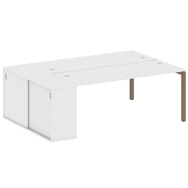 Metal System Quattro Р. ст. с шкафом-купе на П-образном м/к 50БП.РС-СШК-1.5 Т Белый/Мокко металл 2210*1475*750 - Вид 1