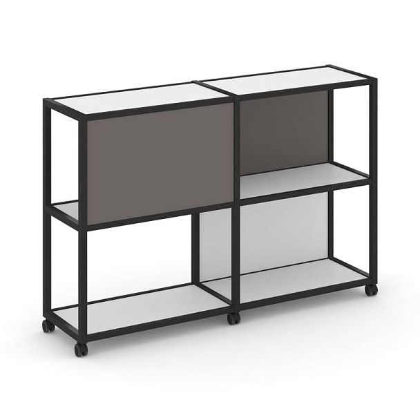 Shelf Mobile Стеллаж 3 уровня 2 секции VR.LT-STK-313.08 Белый Бриллиант/Металл Черный/W-26 1570*400*1046 - Вид 1