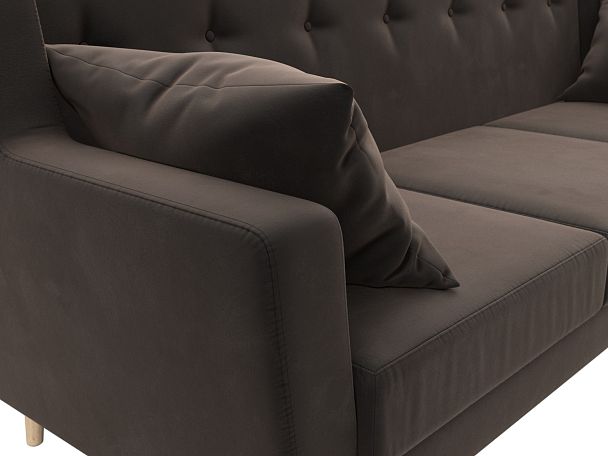 Прямой диван Брайтон 3 (полностью велюр коричневый) - Вид 4