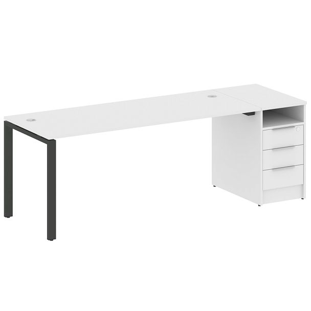 Metal System Р. ст. с тумбой на П-образном м/к БП.РС-СТП-1.5 Белый/Антрацит металл 2212*720*750 - Вид 1