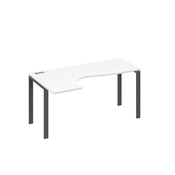 Стол эргономичный левый "Классика" на металлокаркасе UNO A4 А4 Б1 035 БП белый премиум / металлокаркас антрацит - Вид 1