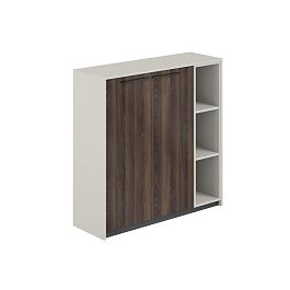 Шкаф средний со стеллажом, 1240х410х1226 / корпус: жемчужно-серый, фасады: дуб адриа Риф / Reef - Фото предпросмотра