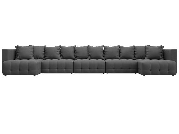 Диван П-образный Лига-052 НПБ МегаЛонг Замша серый - Вид 2