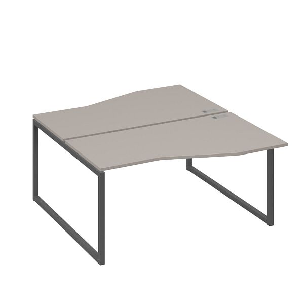 Станция каркас QUATTRO столы 2х160 Техно эргономичные A4 А4 Б4 191 БП мокко премиум / металлокаркас антрацит - Вид 1