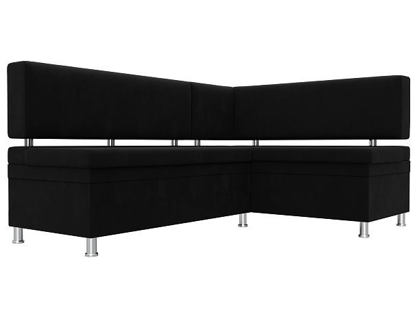 Кухонный уголок Стайл правый (полностью микровельвет черный) - Вид 3