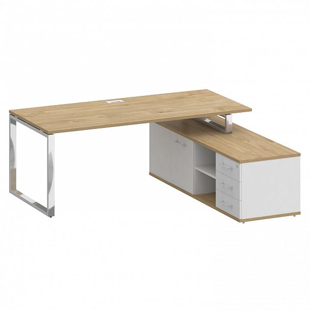 Стол с опорной греденцией "Shift" SK.SRG-200 тиквуд светлый/белый бриллиант - Вид 1