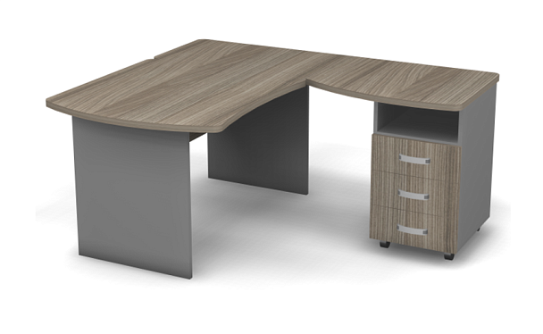 Стол угловой L,R 1400 Берлин Дрифтвуд/Серый УРМ 140 L\R - Вид 1