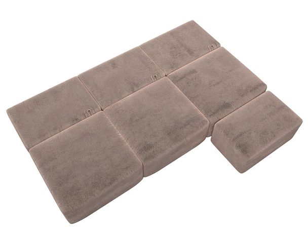 Диван угловой модульный с пуфом Лига-060 НПБ Лонг угол универсальный Велюр бежевый - Вид 9