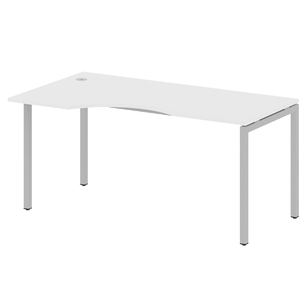 Metal System Quattro Стол криволинейный левый на П-образном м/к 40БП.СА-1 (L) Белый/Серый металл 1600*900*750 - Вид 1