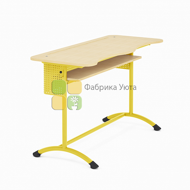 Парта двухместная ЭКСТРА (Р) с полкой и перф. экраном рег., без наклона (1-3 гр) - Вид 2