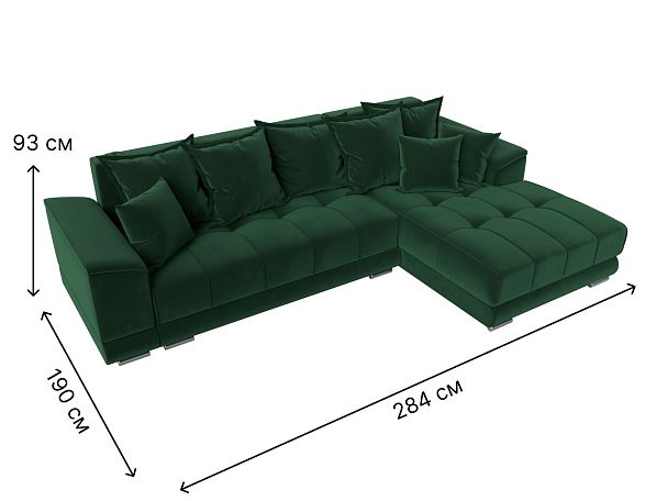 Угловой диван НордСтар правый угол Велюр зеленый - Вид 9