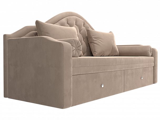 Прямой диван софа Сойер (полностью велюр бежевый) - Вид 3
