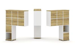 Concept Надставка высокая CN.DNV-009 Дуб Винченцо/Белый Бриллиант/Металл Белый 1099*350*1486 - Фото предпросмотра