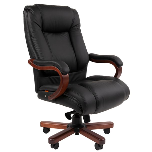 Кресло CHAIRMAN 503, натуральная кожа/экокожа, черный - Вид 1