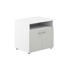 Тумба сервисная 802х600х750 с нишей, 2 фасадами / корпус: белый; фасады: серый бархат Сигма / Sigma - Фото предпросмотра