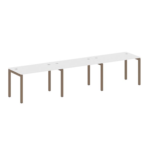 Metal System Quattro Р. ст. на 3 раб. места на П-образном м/к 50БП.СМ-3.2 Белый/Мокко металл 3600*720*750 - Вид 1