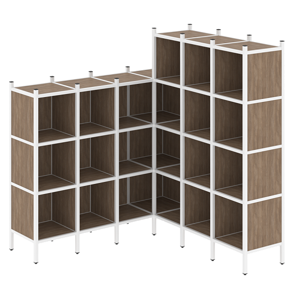 Loft Угловой внутренний стеллаж наборный VR.L-50 Дуб аризона/Белый металл 1694*1694*1869 - Вид 1