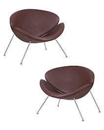 Набор 2 шт Кресло дизайнерское DOBRIN EMILY (коричневый винил YP5, хромированная сталь) - Фото предпросмотра