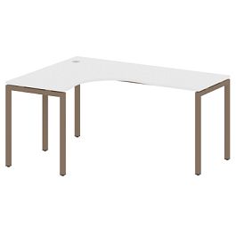 Metal System Quattro Стол криволинейный левый на П-образном м/к 40БП.СА-4 (L) Белый/Мокко металл 1600*1200*750 - Фото предпросмотра