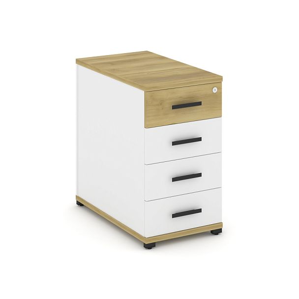 Concept Тумба опорная/приставная 4 ящ. CN.TGO-002 B Дуб Винченцо/Белый Бриллиант/Металл Черный 420*720*750 - Вид 1