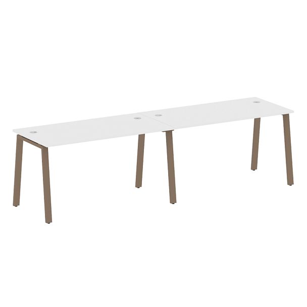 Metal System Р. ст. на 2 раб. места на А-образном м/к БА.СМ-2.3 Белый/Мокко металл 2800*720*750 - Вид 1