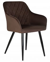 Стул обеденный DOBRIN ROBERT (черные матовые ножки, велюр V108-76 Горький шоколад) - Фото предпросмотра