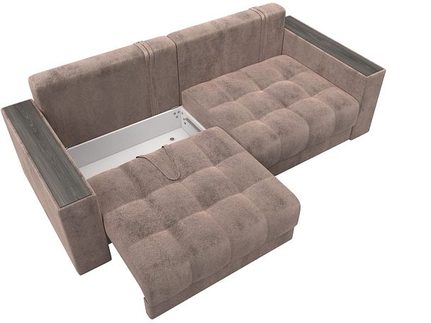 Диван прямой с декором Лига-049 НПБ Велюр бежевый - Вид 7