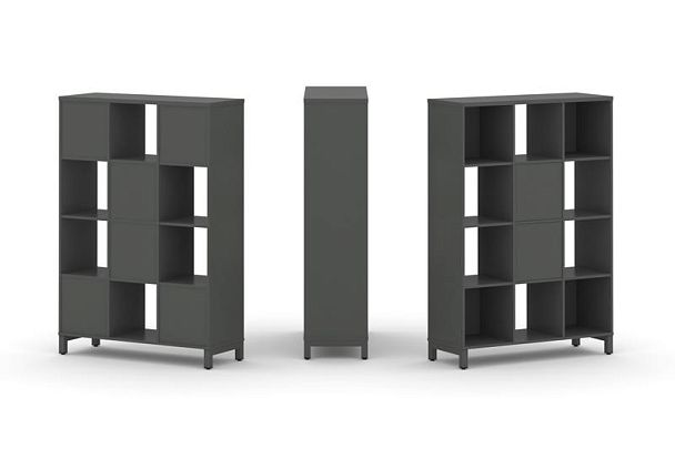 Стайл Проджект Набор стеллажа 1 сторон., 4 яр. SN.NS-431 Антрацит/Металл Антрацит 1121*400*1615 - Вид 1