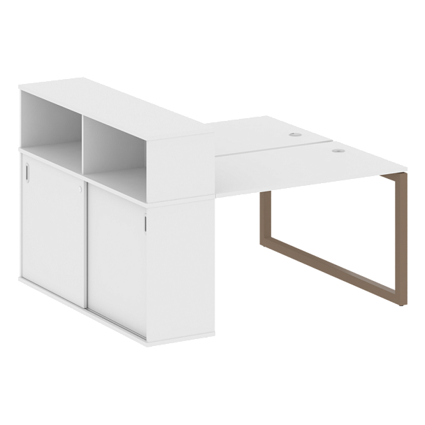 Metal System Quattro Р. ст. с шкафом-купе на О-образном м/к 50БО.РС-СШК-2.2 Т Белый/Мокко металл 1610*1475*1098 - Вид 1